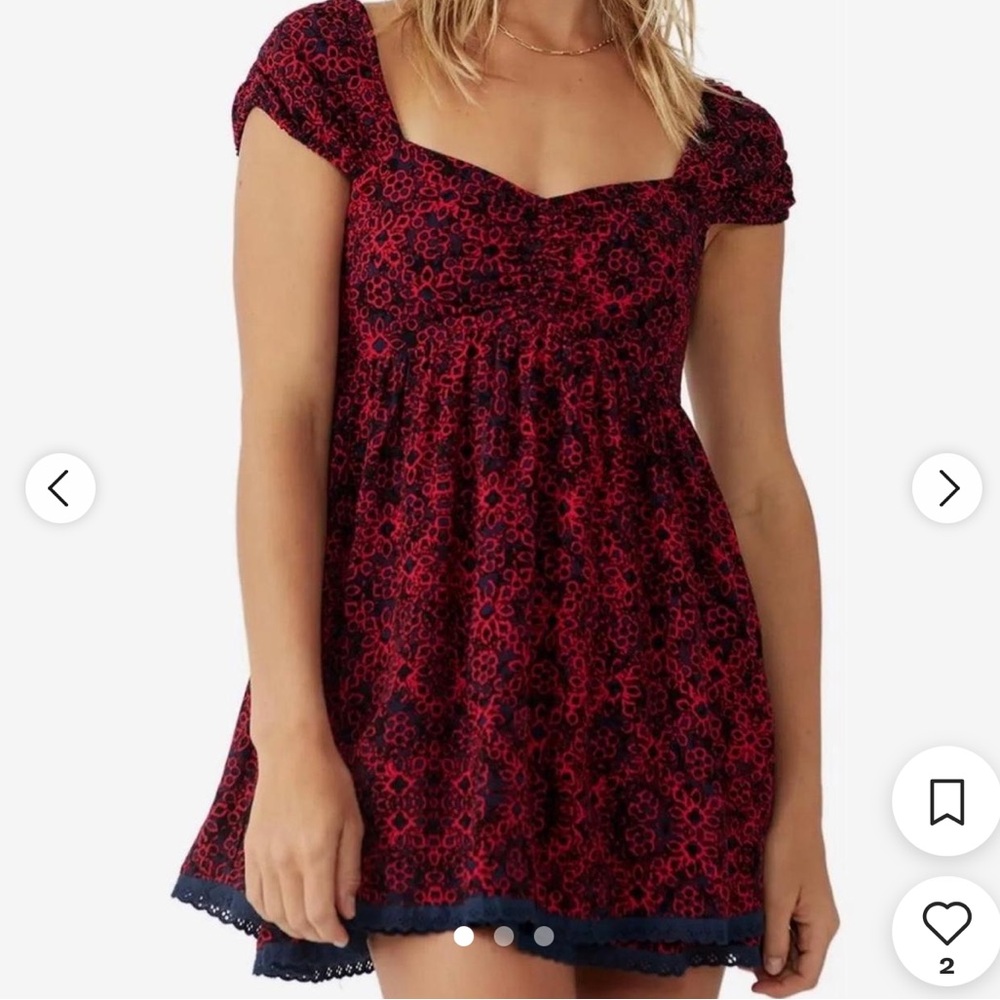 Free People Red and Navy Babydoll Dress